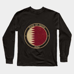 Vintage State of Qatar Asia Asian Flag Long Sleeve T-Shirt